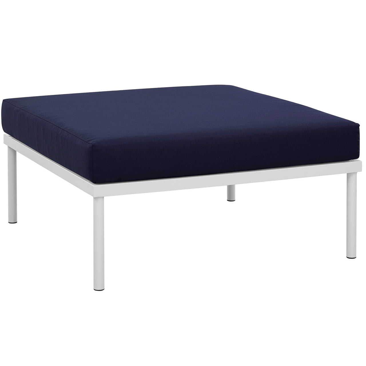 Harmonize Alfresco Ottoman | Outdoor Modular Sectional Component, White & Navy