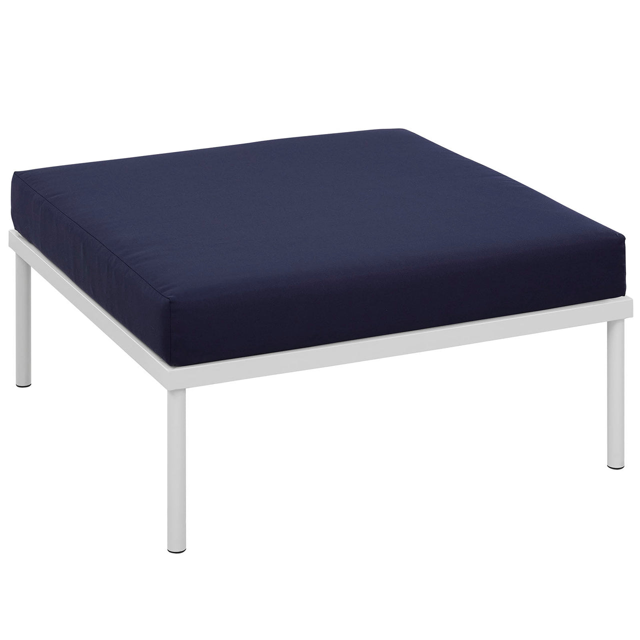 Harmonize Alfresco Ottoman | Outdoor Modular Sectional Component, White & Navy