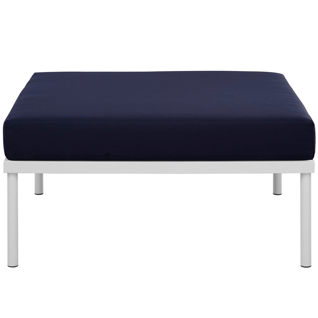 Harmonize Alfresco Ottoman | Outdoor Modular Sectional Component, White & Navy