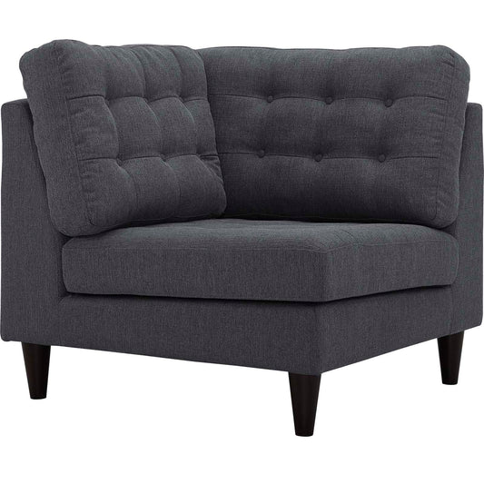Dynasty Textured Fabric Corner Chair | Modular Sectional Component, Gray
