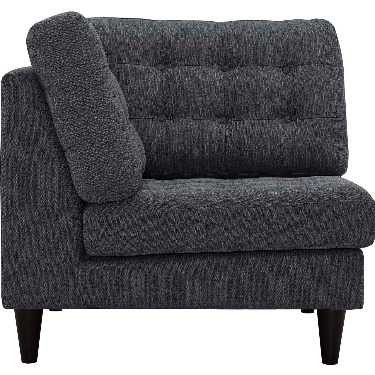 Dynasty Textured Fabric Corner Chair | Modular Sectional Component, Gray