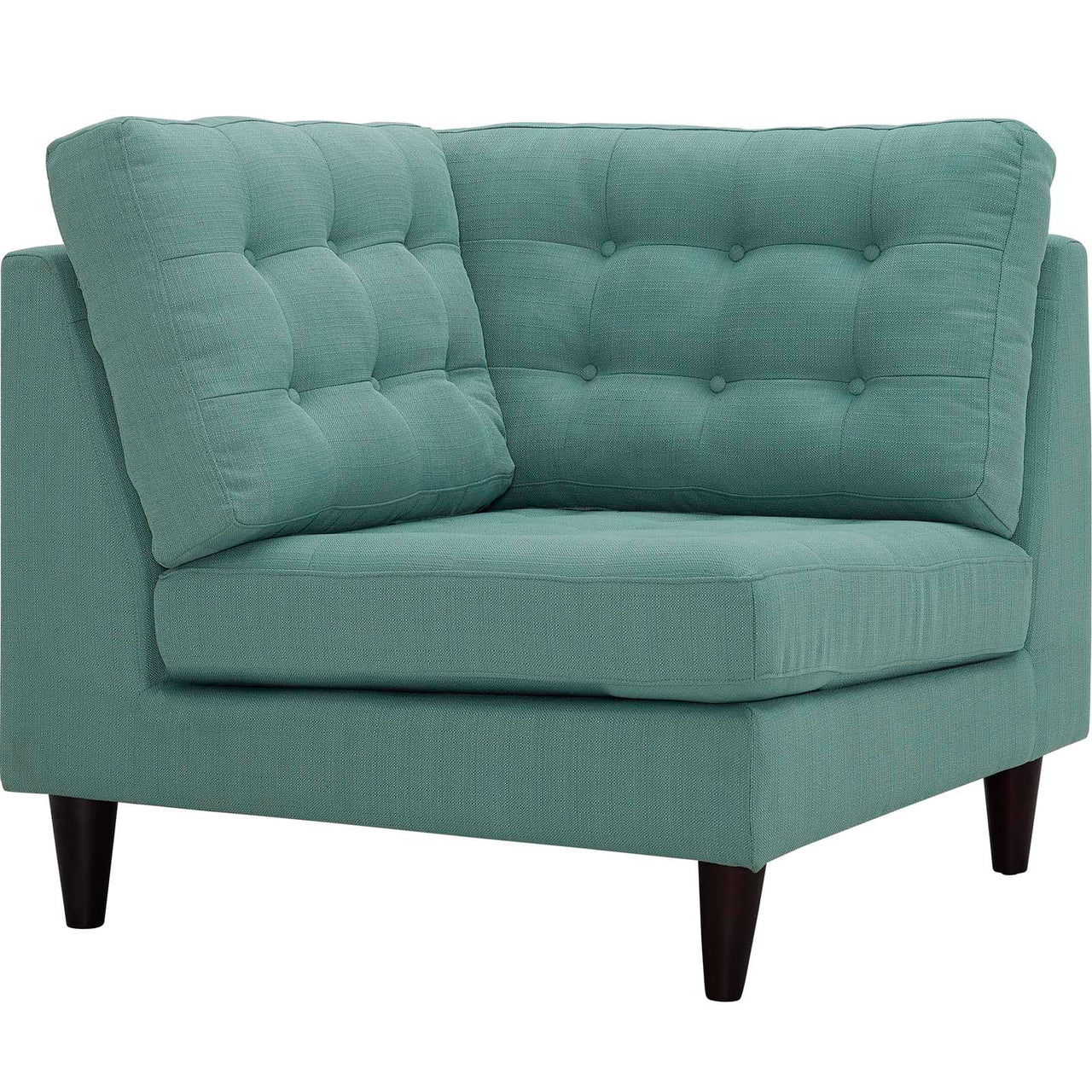 Dynasty Textured Fabric Corner Chair | Modular Sectional Component, Aqua Green