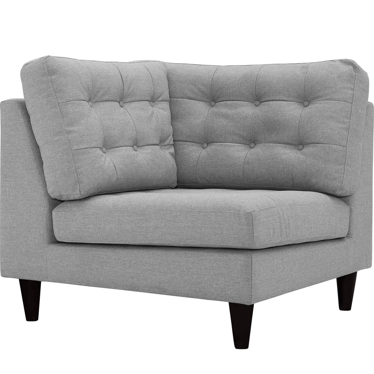 Dynasty Textured Fabric Corner Chair | Modular Sectional Component, Light Gray