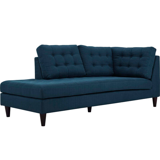 Dynasty Textured Fabric Left Facing Bumper Chaise | Modular Sectional Component, Azure