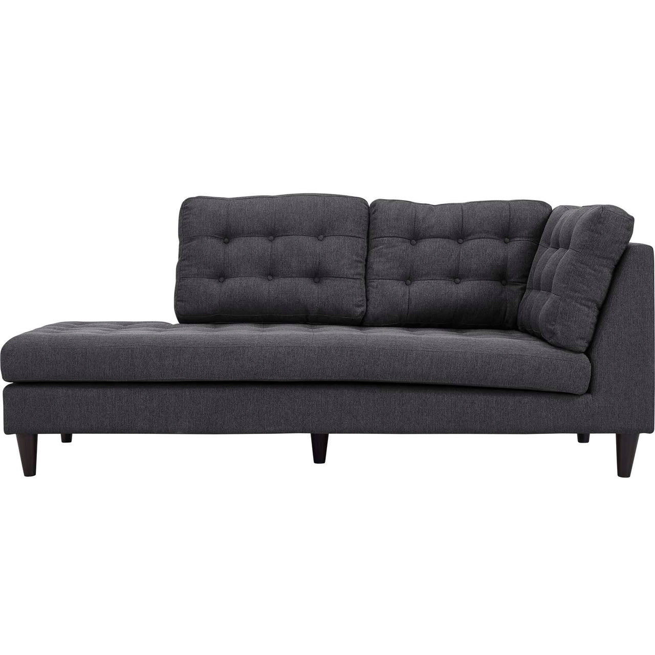 Dynasty Textured Fabric Left Facing Bumper Chaise | Modular Sectional Component, Gray