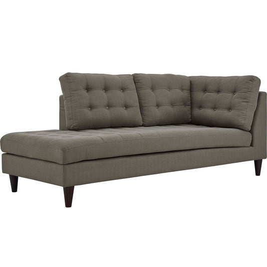 Dynasty Textured Fabric Left Facing Bumper Chaise | Modular Sectional Component, Granite