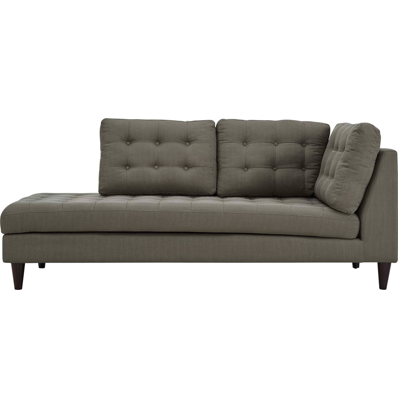 Dynasty Textured Fabric Left Facing Bumper Chaise | Modular Sectional Component, Granite