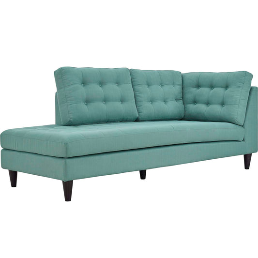 Dynasty Textured Fabric Left Facing Bumper Chaise | Modular Sectional Component, Aqua Green
