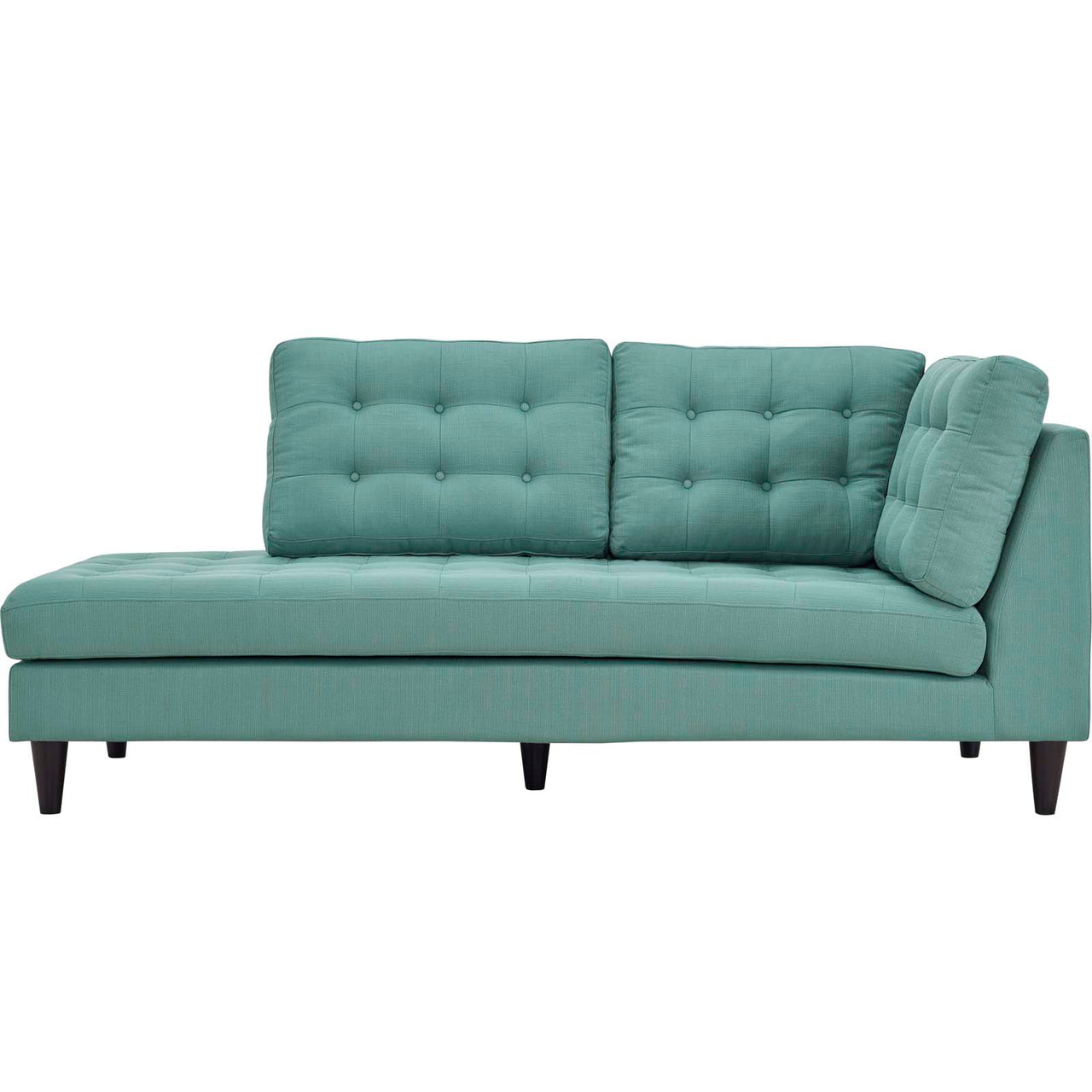 Dynasty Textured Fabric Left Facing Bumper Chaise | Modular Sectional Component, Aqua Green