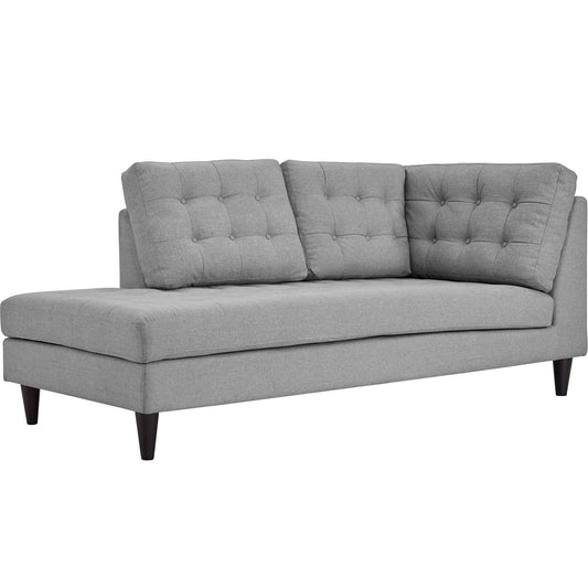 Dynasty Textured Fabric Left Facing Bumper Chaise | Modular Sectional Component, Light Gray