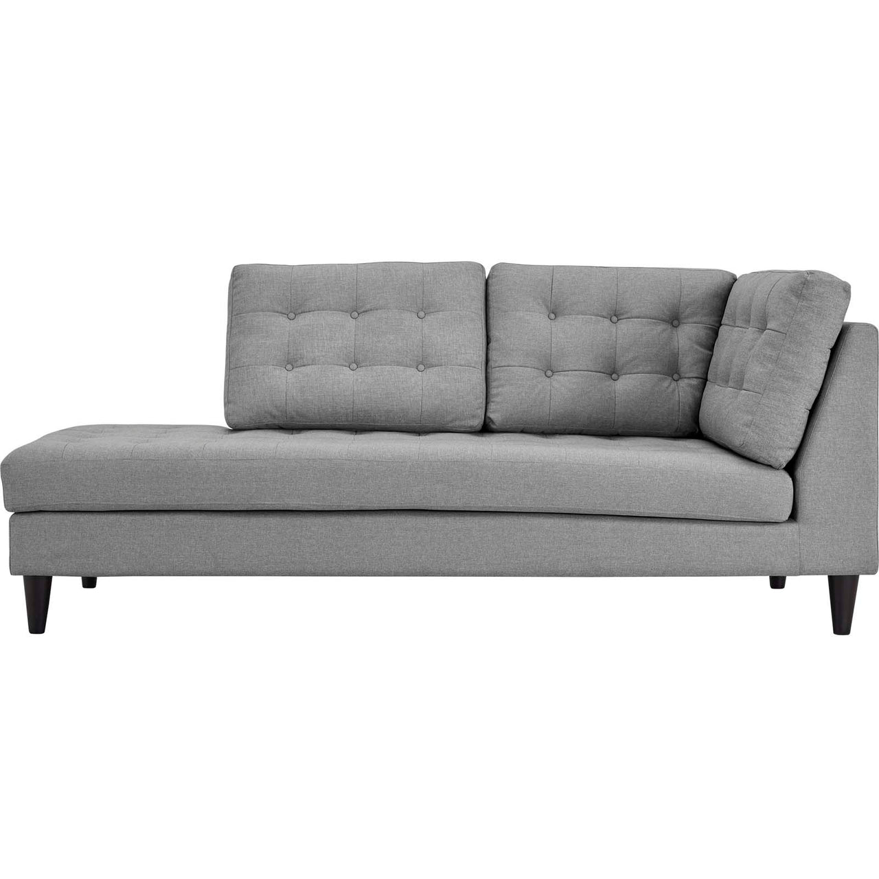 Dynasty Textured Fabric Left Facing Bumper Chaise | Modular Sectional Component, Light Gray