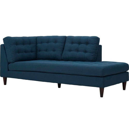 Dynasty Textured Fabric Right Facing Bumper Chaise | Modular Sectional Component, Azure