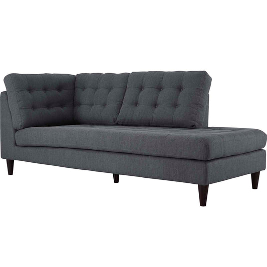 Dynasty Textured Fabric Right Facing Bumper Chaise | Modular Sectional Component, Gray