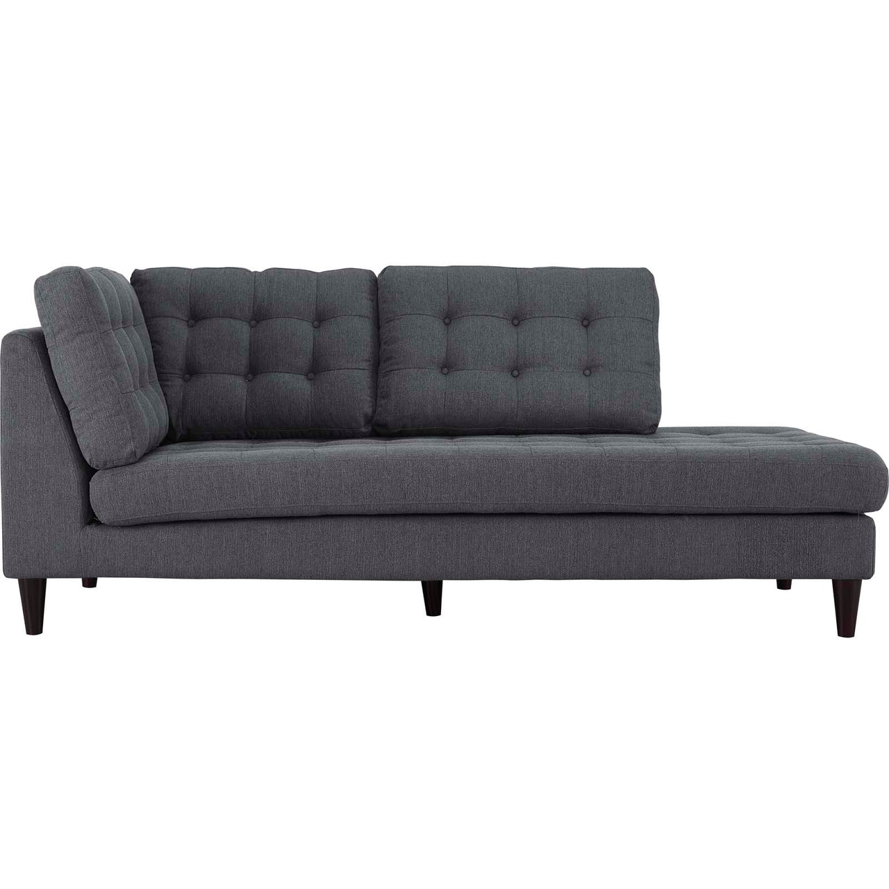 Dynasty Textured Fabric Right Facing Bumper Chaise | Modular Sectional Component, Gray