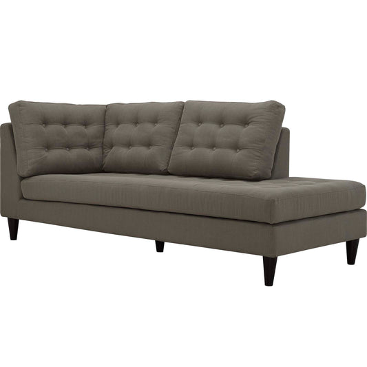 Dynasty Textured Fabric Right Facing Bumper Chaise | Modular Sectional Component, Granite
