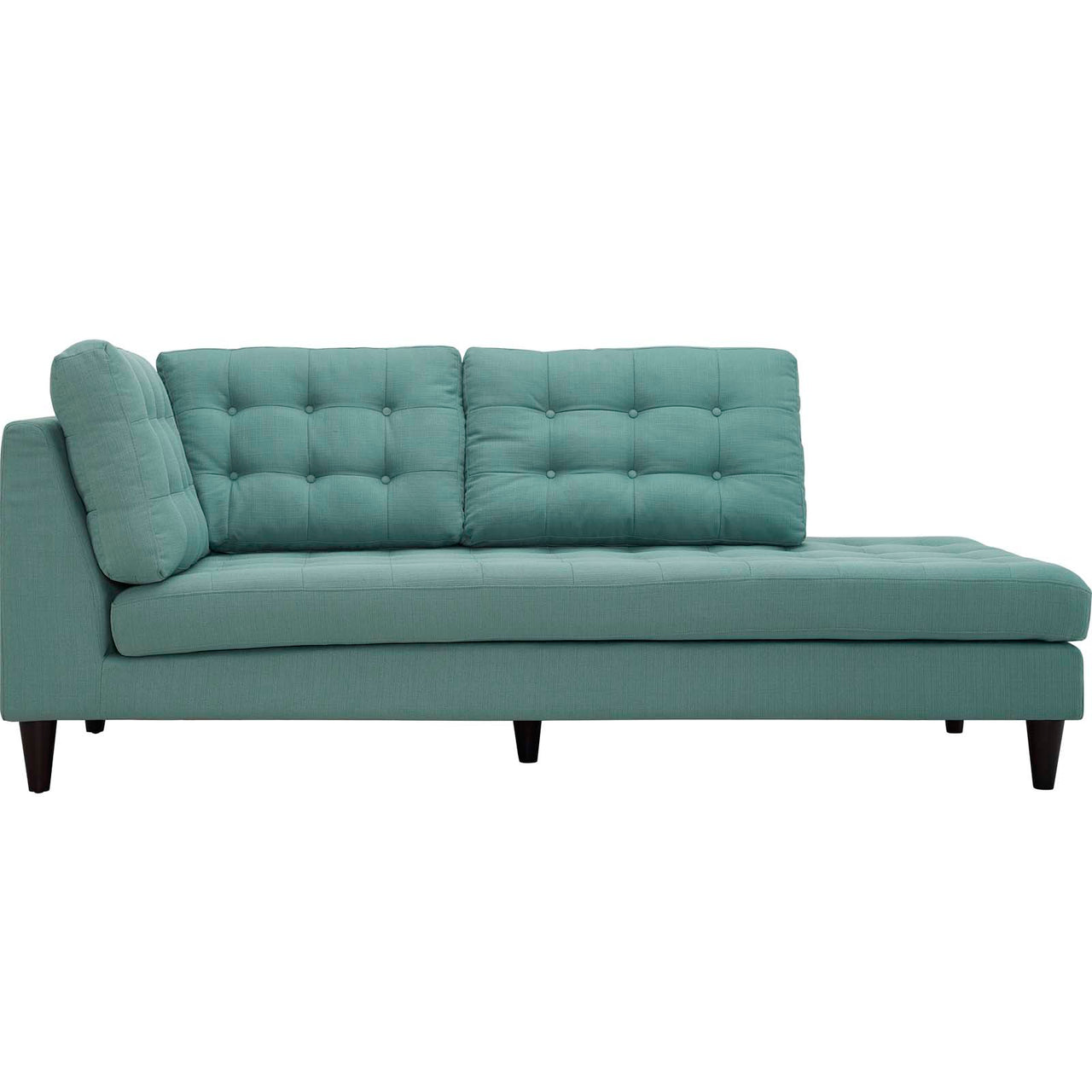 Dynasty Textured Fabric Right Facing Bumper Chaise | Modular Sectional Component, Aqua Green