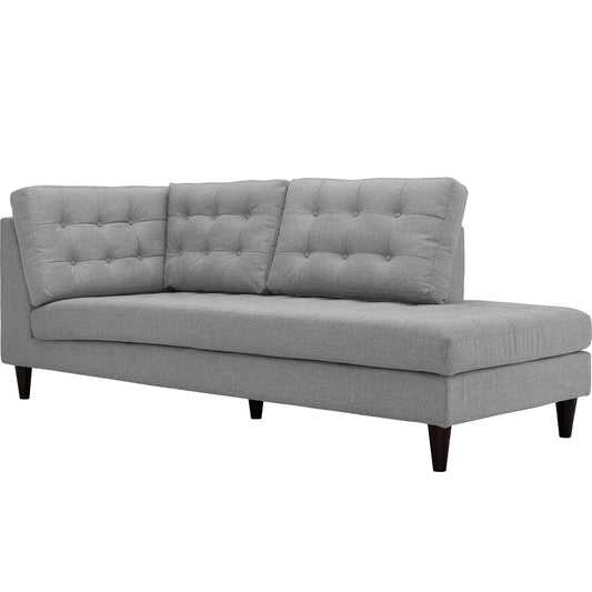 Dynasty Textured Fabric Right Facing Bumper Chaise | Modular Sectional Component, Light Gray
