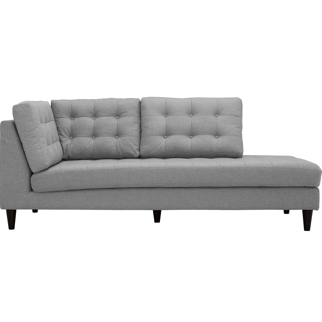 Dynasty Textured Fabric Right Facing Bumper Chaise | Modular Sectional Component, Light Gray