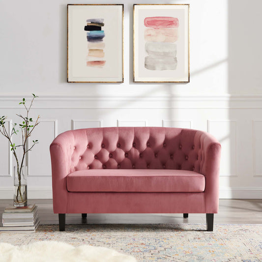 Alessa Upholstered Velvet Loveseat, Dusty Rose