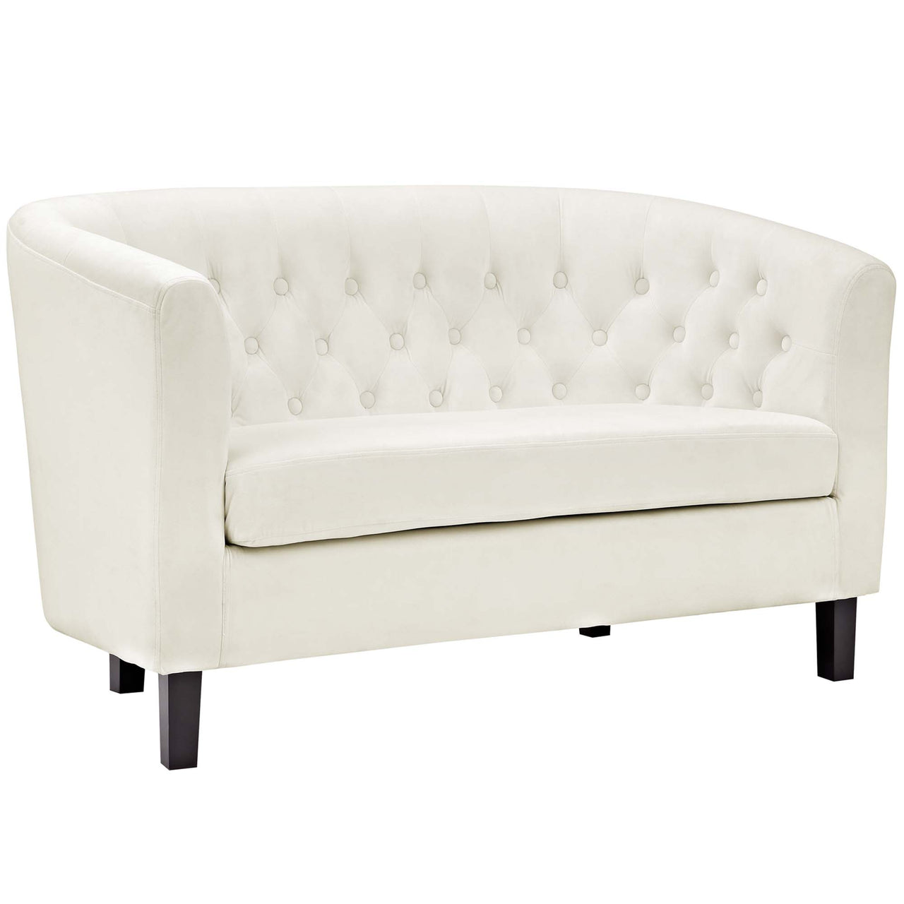 Alessa Upholstered Velvet Loveseat, Ivory