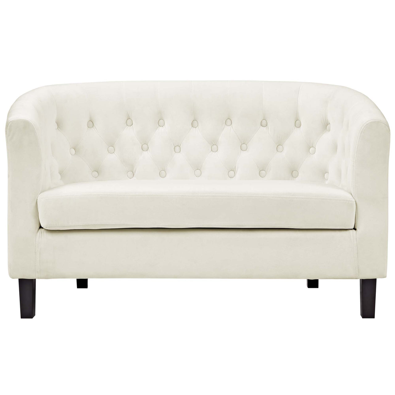 Alessa Upholstered Velvet Loveseat, Ivory
