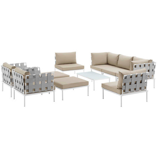 Harmonize 10-Piece Alfresco Sectional Sofa Set, White & Beige