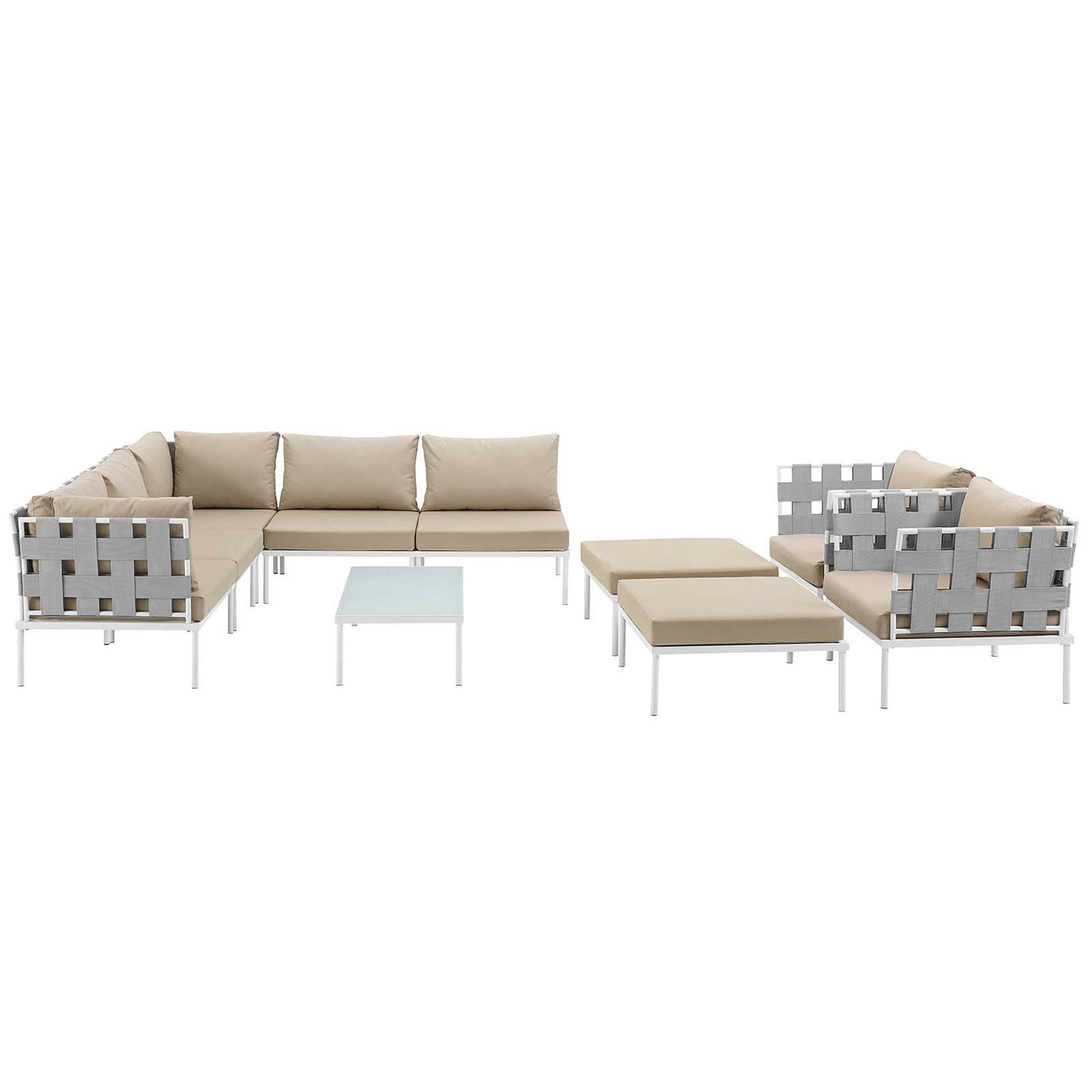 Harmonize 10-Piece Alfresco Sectional Sofa Set, White & Beige