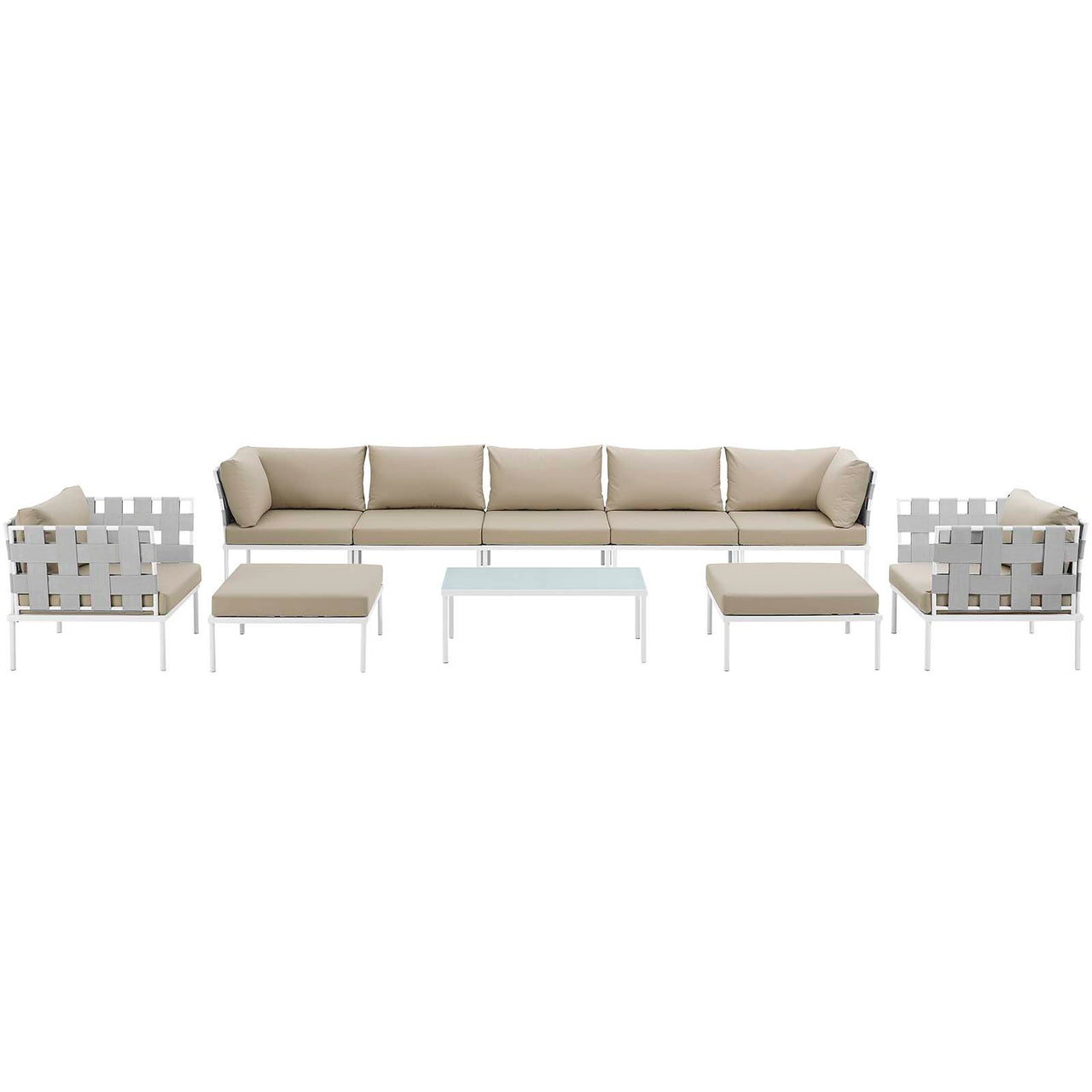 Harmonize 10-Piece Alfresco Sectional Sofa Set, White & Beige