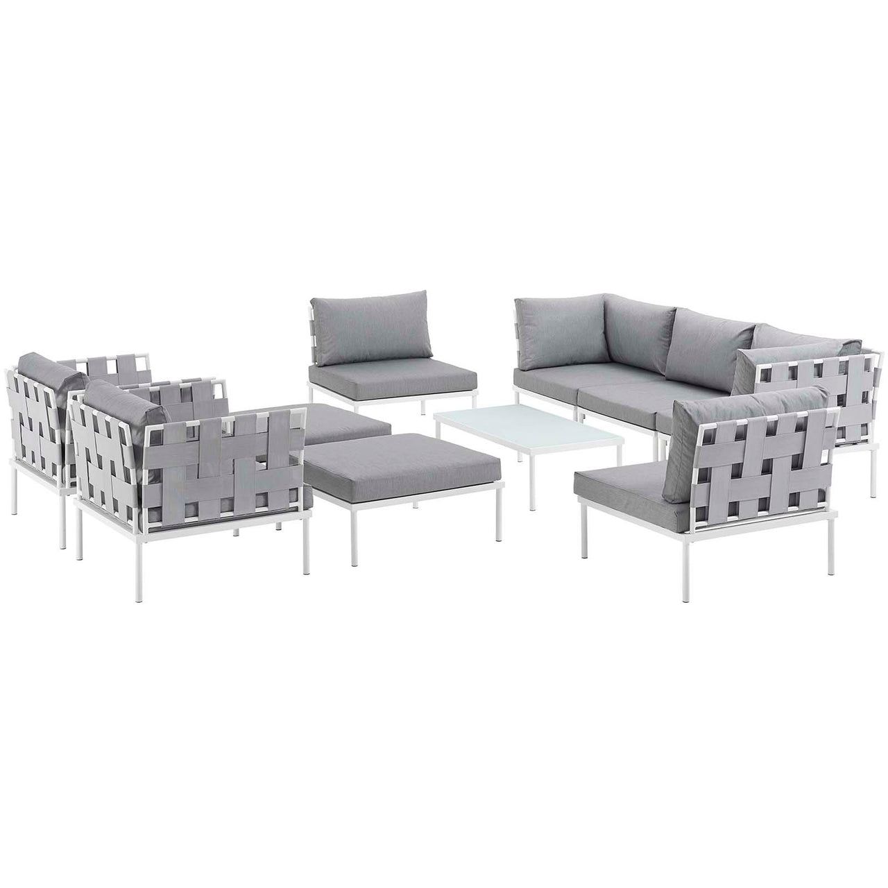 Harmonize 10-Piece Alfresco Sectional Sofa Set, White & Gray