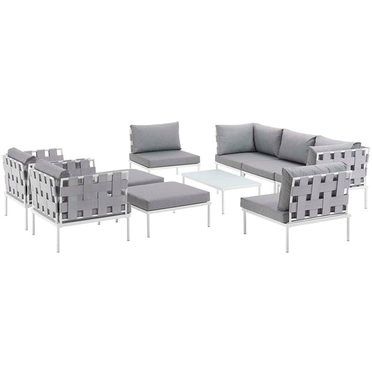 Harmonize 10-Piece Alfresco Sectional Sofa Set, White & Gray