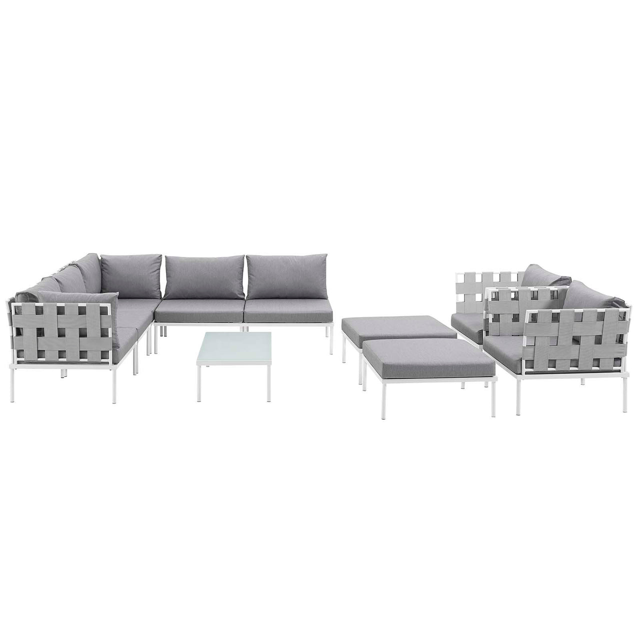 Harmonize 10-Piece Alfresco Sectional Sofa Set, White & Gray