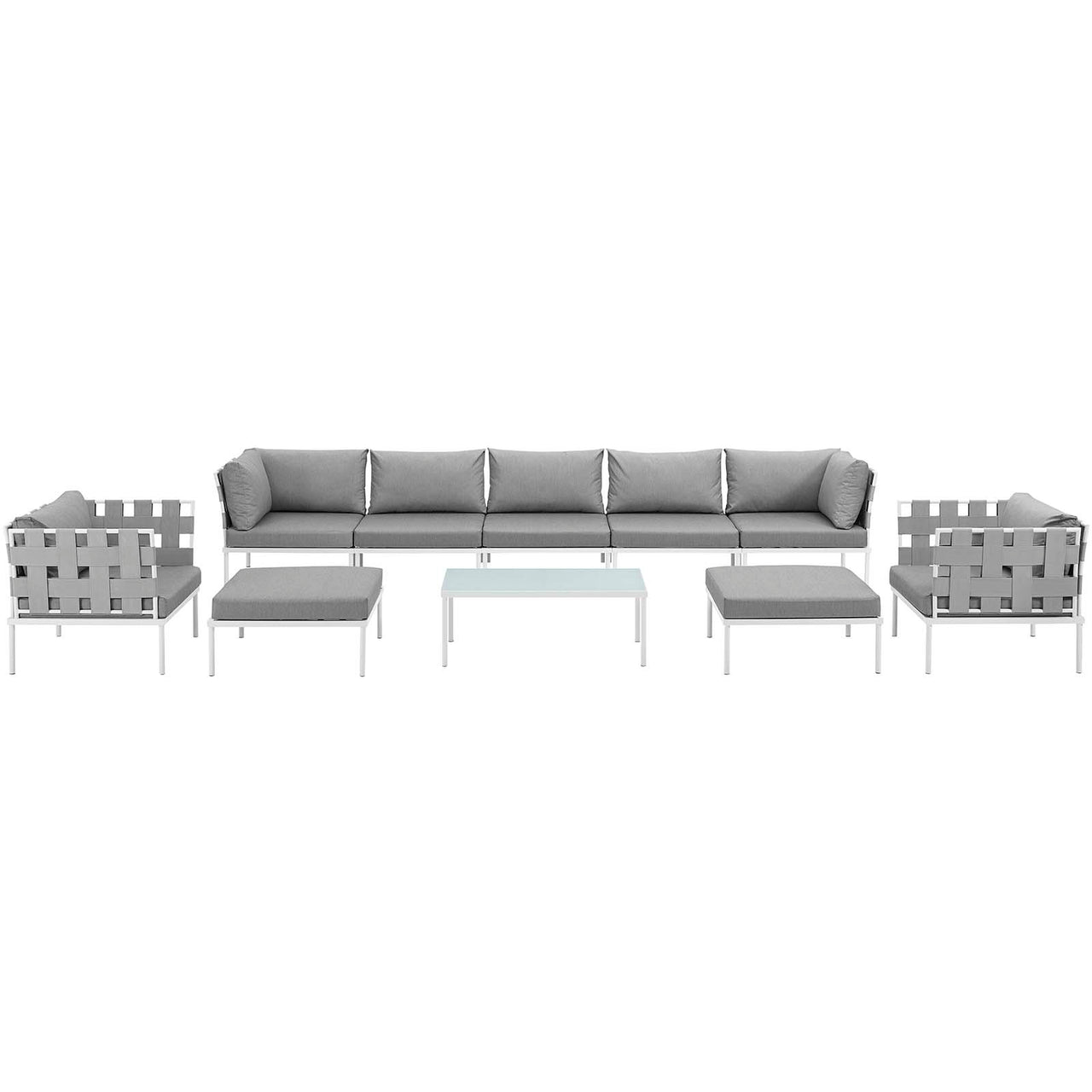 Harmonize 10-Piece Alfresco Sectional Sofa Set, White & Gray