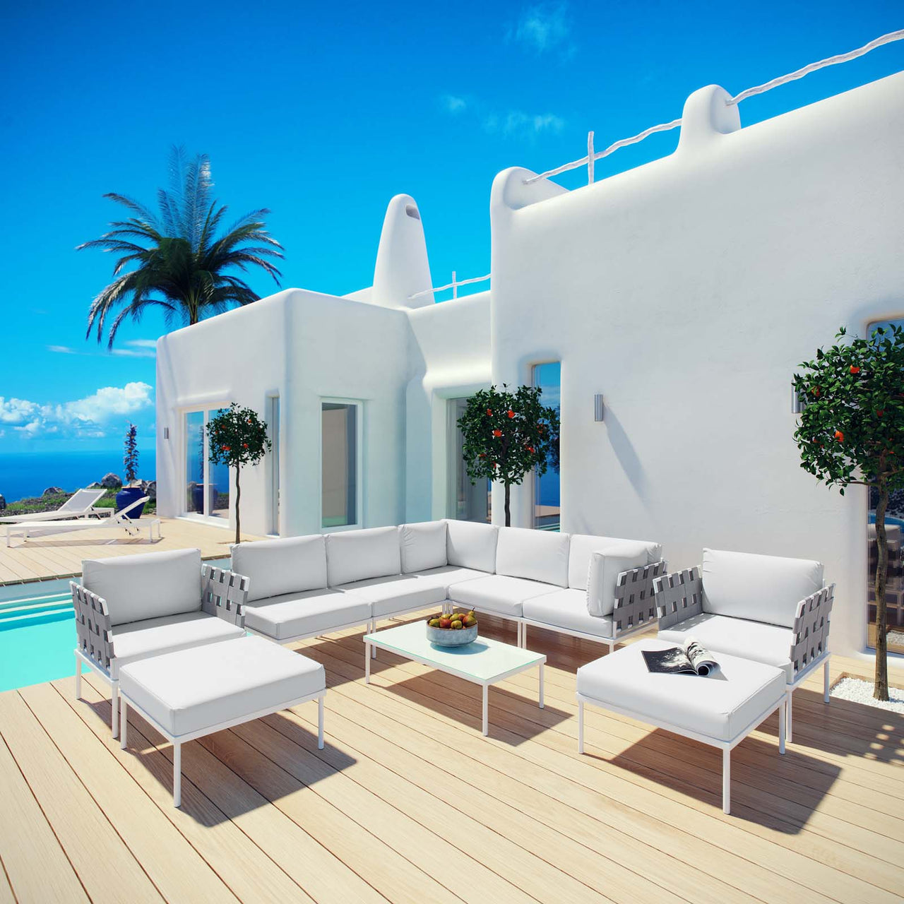 Harmonize 10-Piece Alfresco Sectional Sofa Set, White