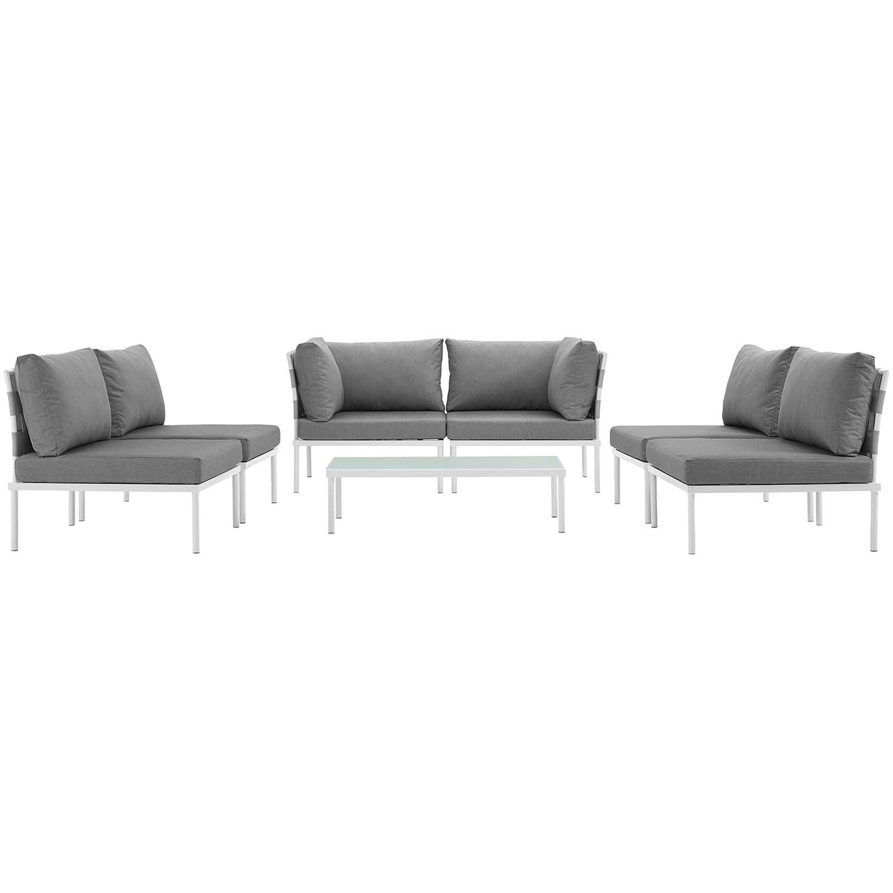 Harmonize 7-Piece Alfresco Sectional Sofa Set, White & Gray