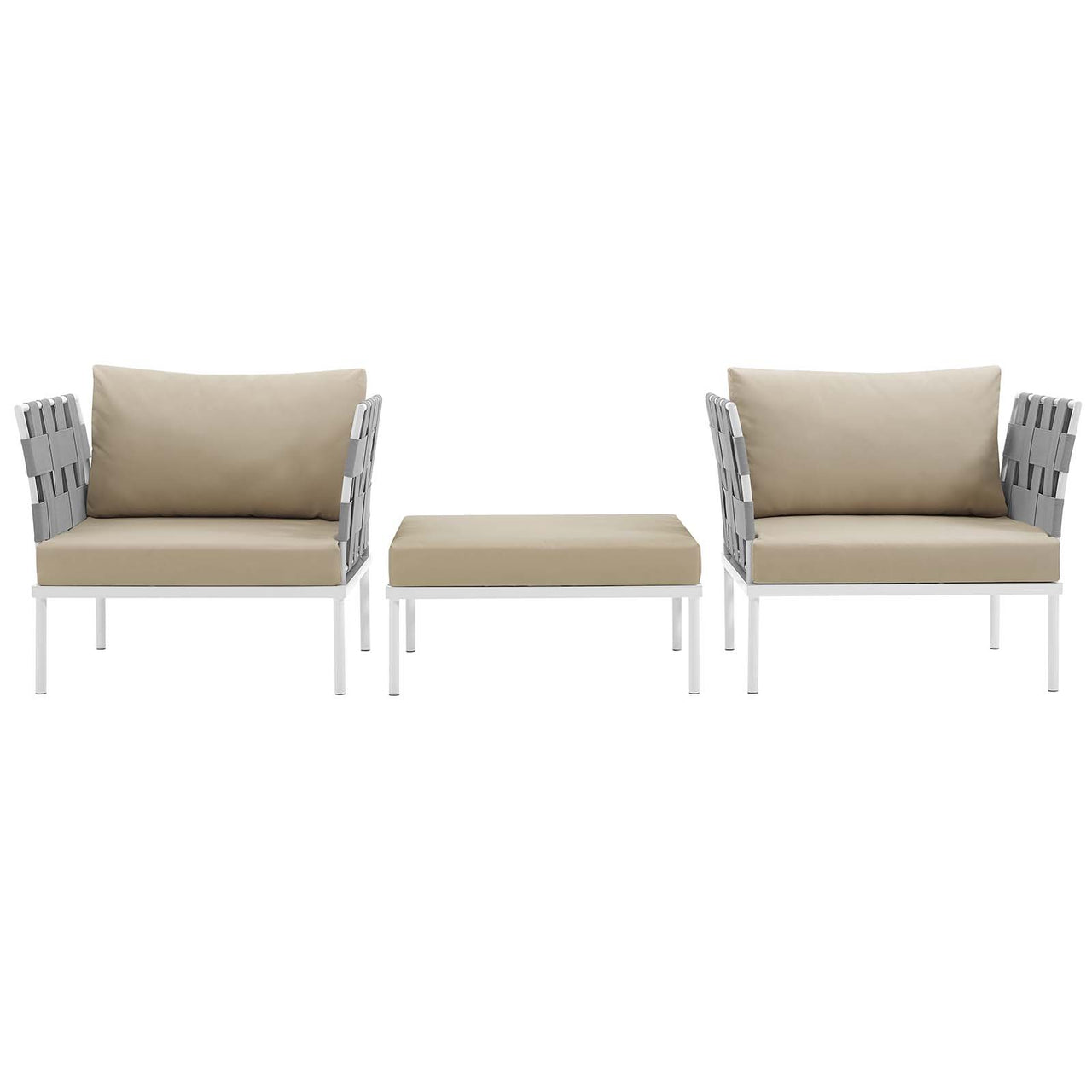 Harmonize 3-Piece Alfresco Sectional Sofa Set, White & Beige