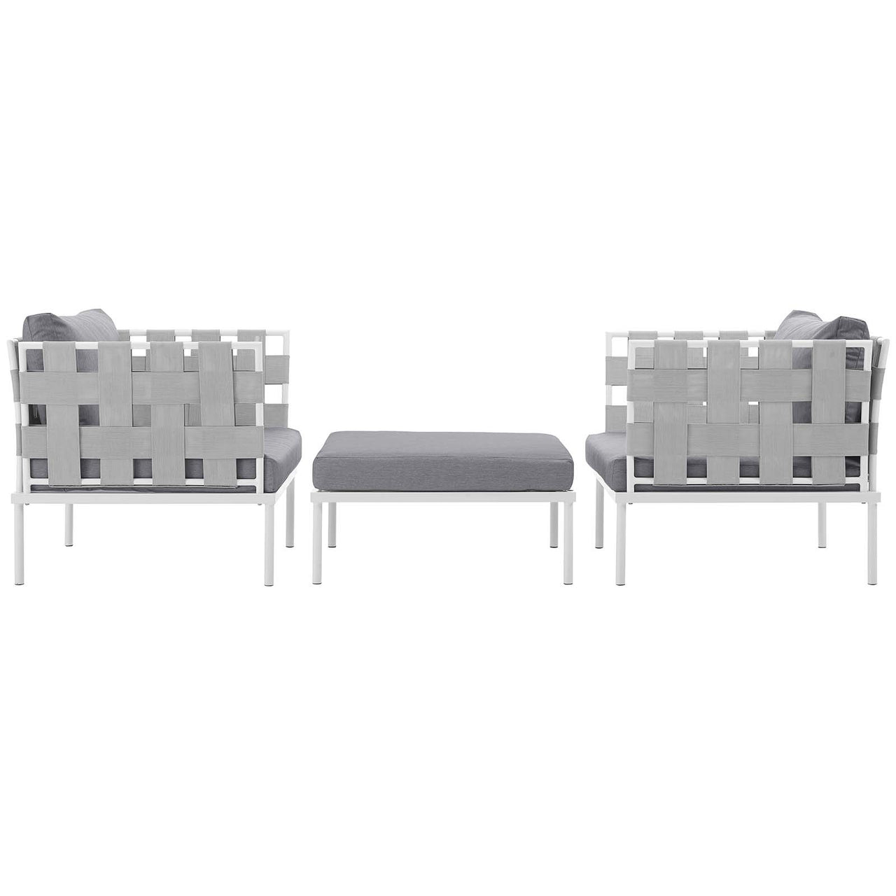 Harmonize 3-Piece Alfresco Sectional Sofa Set, White & Gray