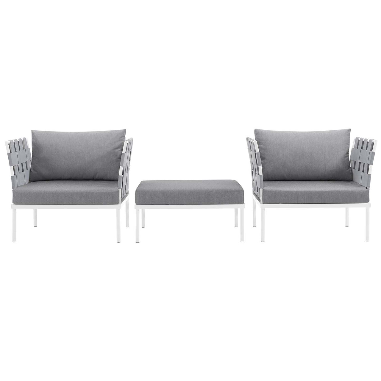 Harmonize 3-Piece Alfresco Sectional Sofa Set, White & Gray