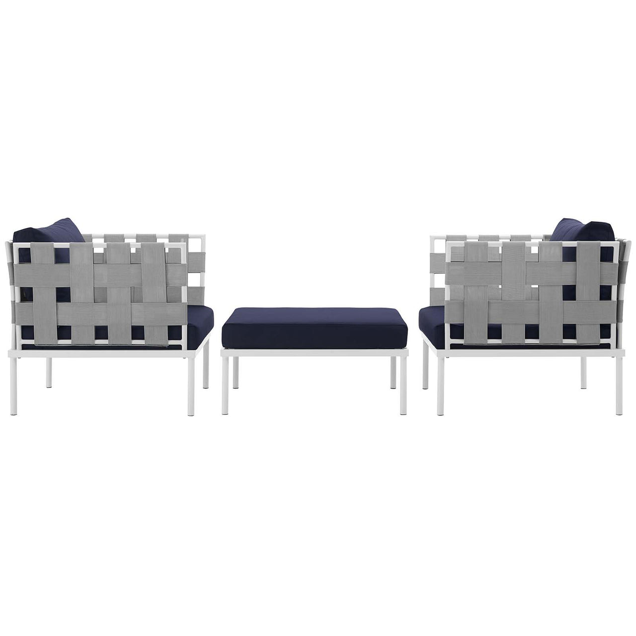 Harmonize 3-Piece Alfresco Sectional Sofa Set, White & Navy