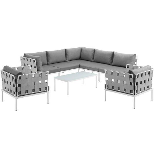 Harmonize 8-Piece Alfresco Sectional Sofa Set, White & Gray