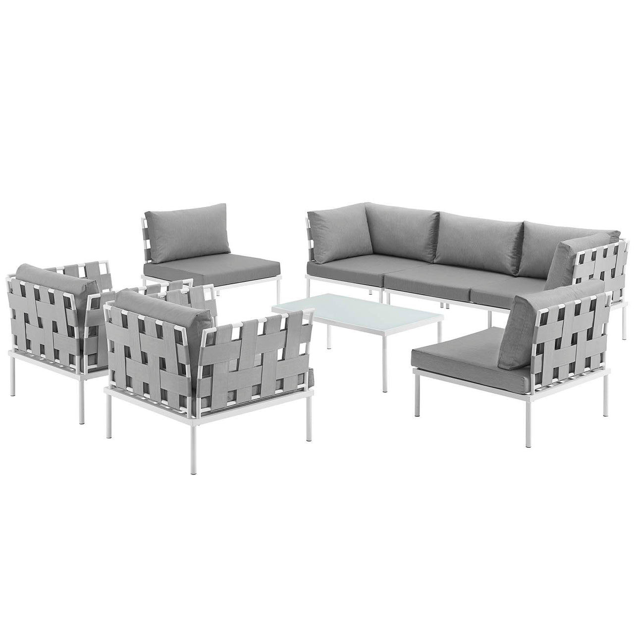 Harmonize 8-Piece Alfresco Sectional Sofa Set, White & Gray