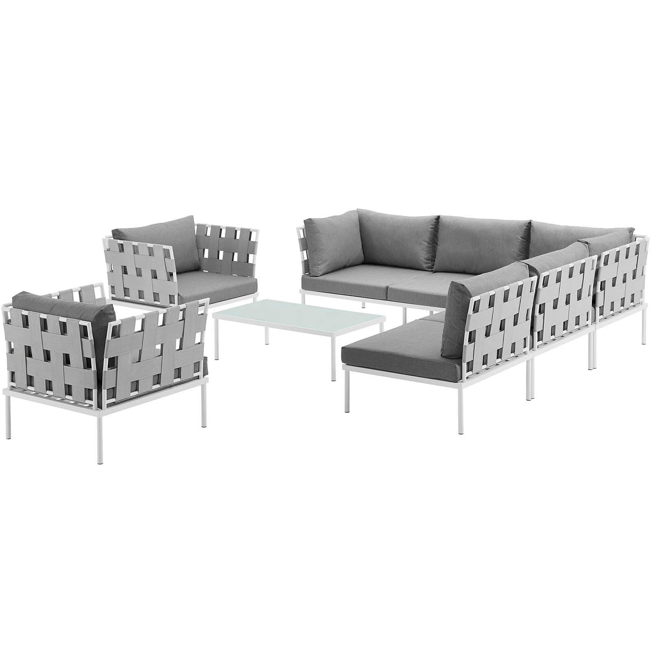Harmonize 8-Piece Alfresco Sectional Sofa Set, White & Gray