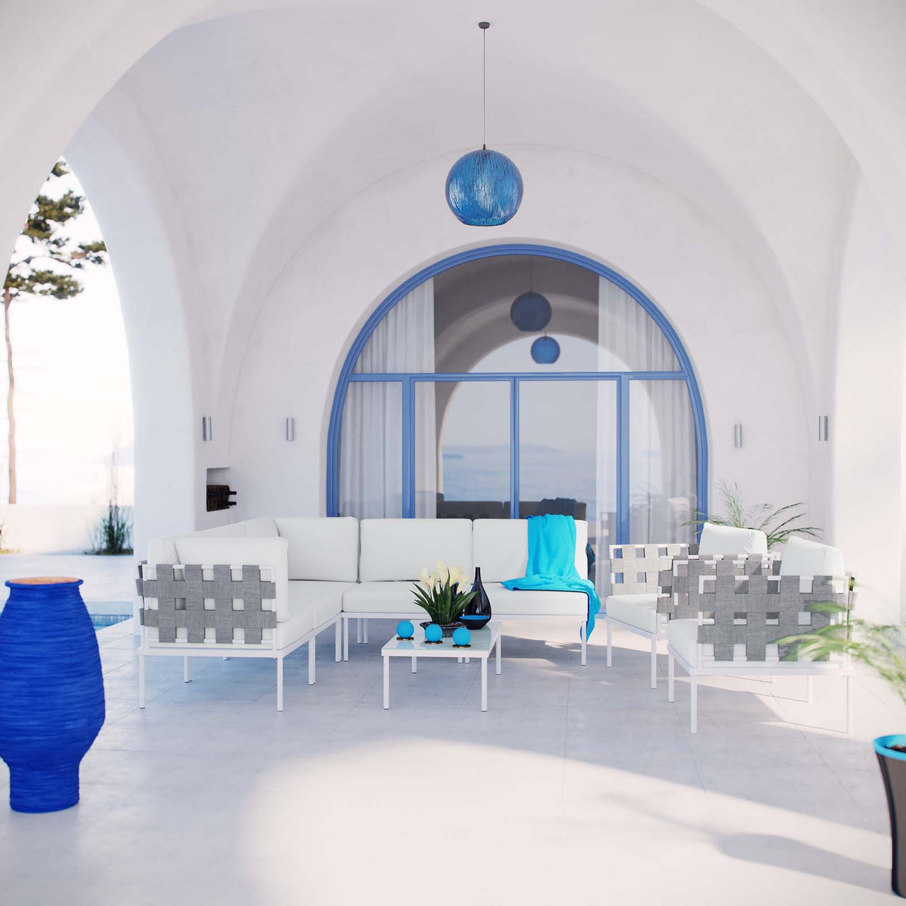 Harmonize 8-Piece Alfresco Sectional Sofa Set, White