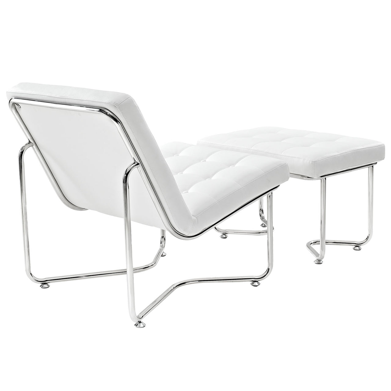 Ambrisse Eco-Leather Lounge Chair w/ Ottoman, White