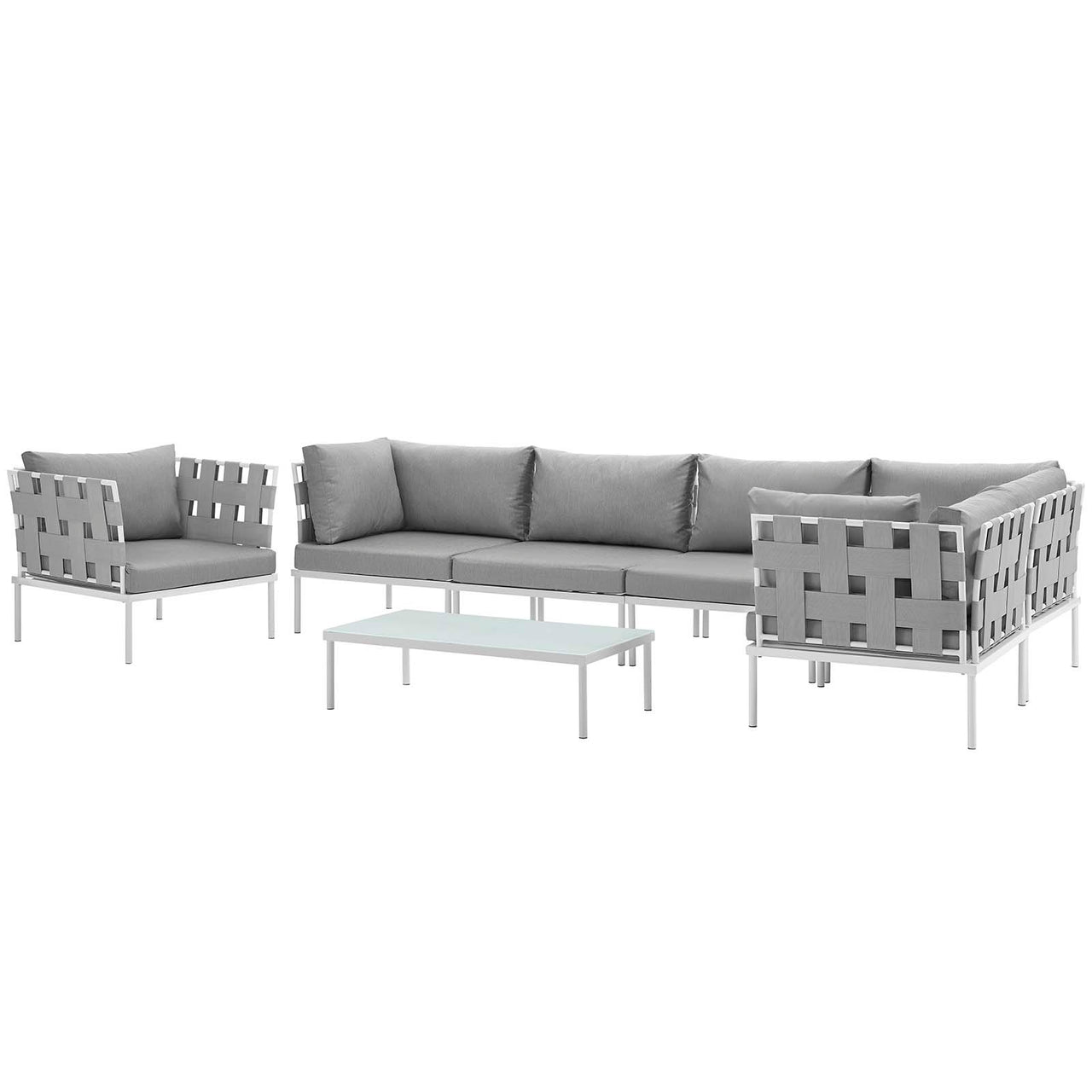 Harmonize 7-Piece Alfresco Sectional Sofa Set, White & Gray