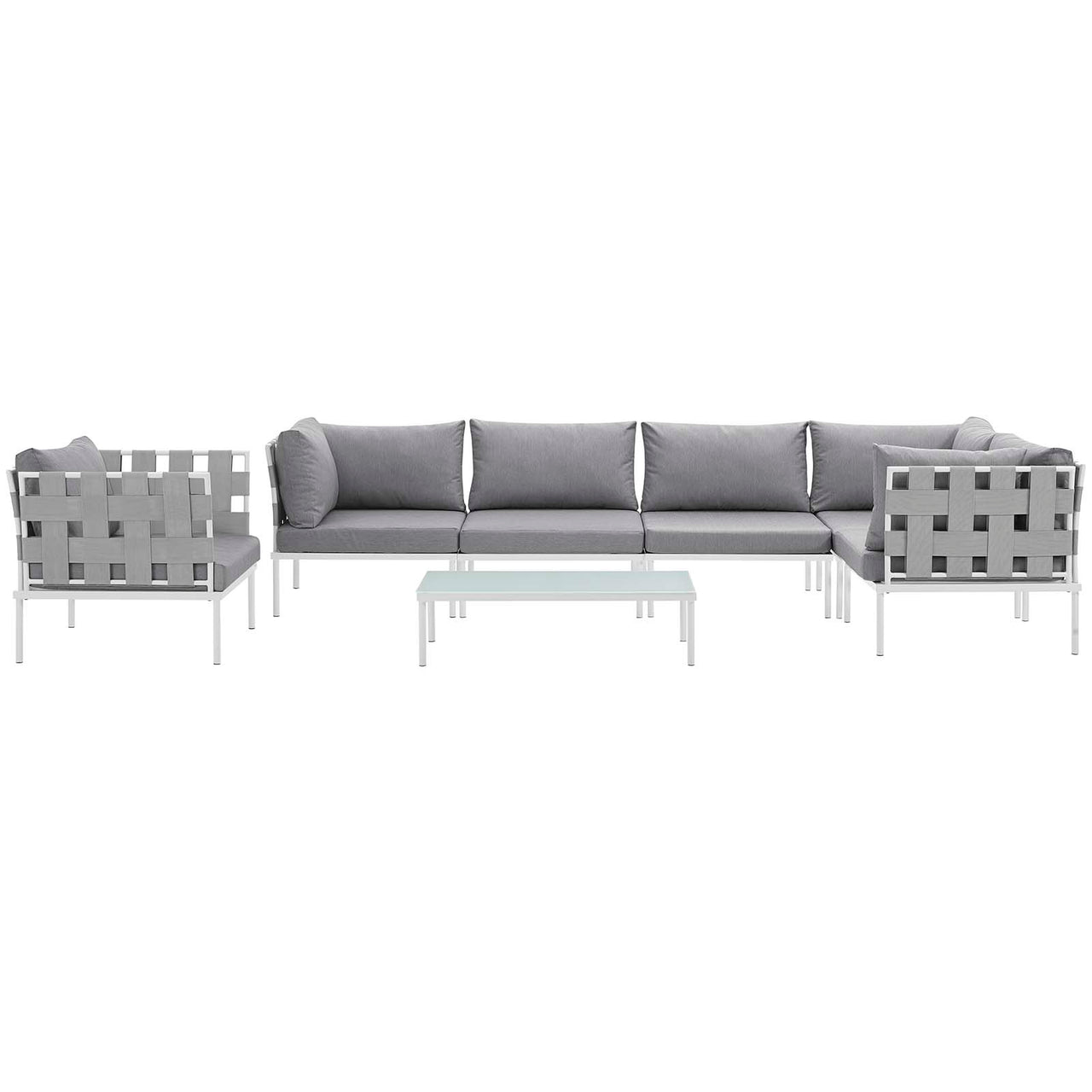 Harmonize 7-Piece Alfresco Sectional Sofa Set, White & Gray