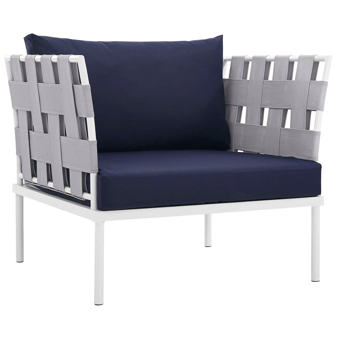 Harmonize 7-Piece Alfresco Sectional Sofa Set, White & Navy