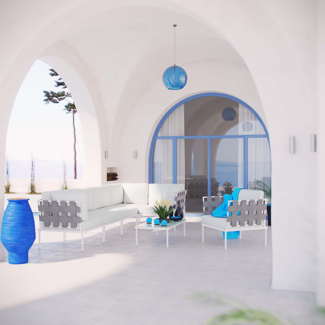 Harmonize 7-Piece Alfresco Sectional Sofa Set, White