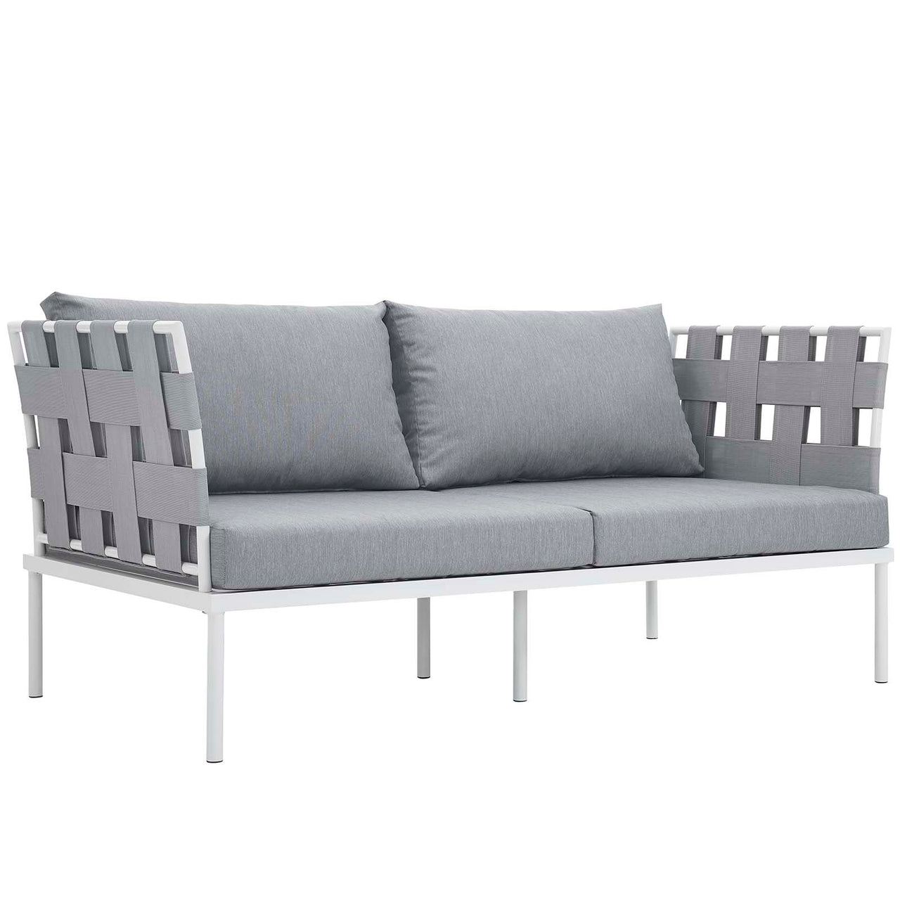 Harmonize 5-Piece Alfresco Sectional Sofa Set, White & Gray