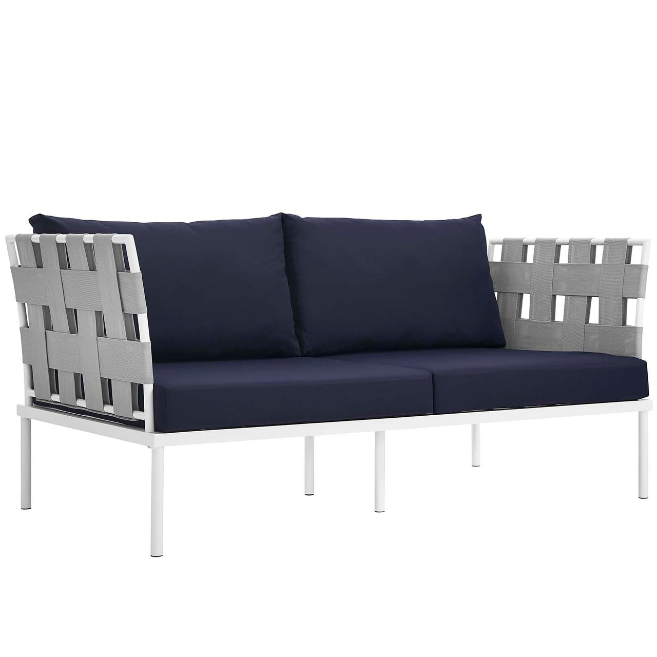 Harmonize 5-Piece Alfresco Sectional Sofa Set, White & Navy