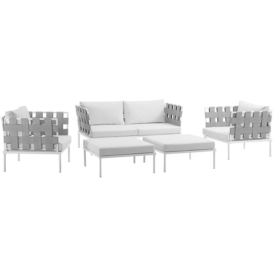 Harmonize 5-Piece Alfresco Sectional Sofa Set, White